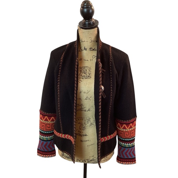 Icelandic Aztec Wool Snap Front Multi-Color Jacket - Picture 6 of 10